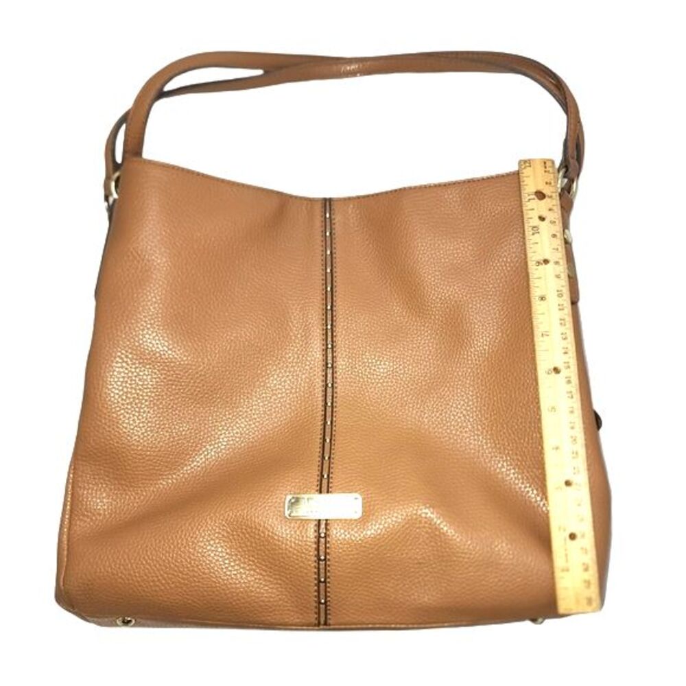 Nicole Miller Beige Faux Leather Shoulder Bag 13"X12"X2.5" - Picture 13 of 14